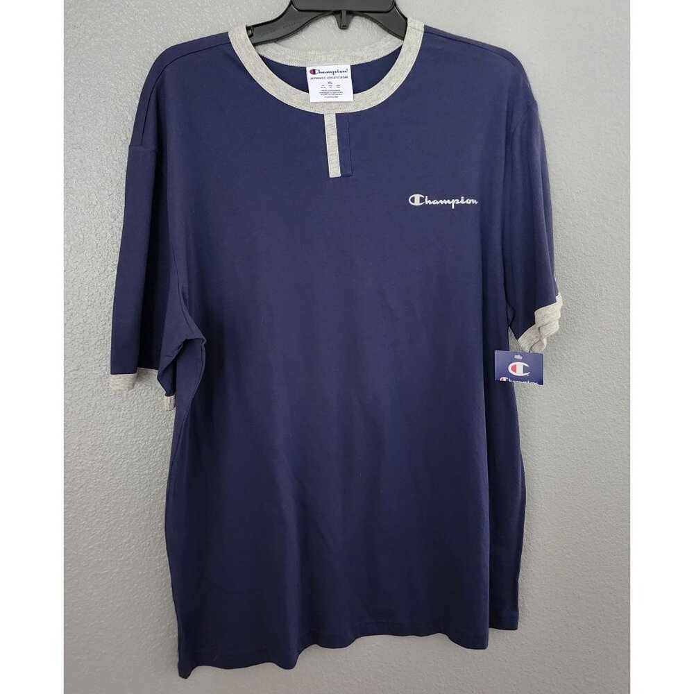 Champion Mens Navy T-Shirt XL Short Sleeve 100% Cotton New With Tag Authentic‎